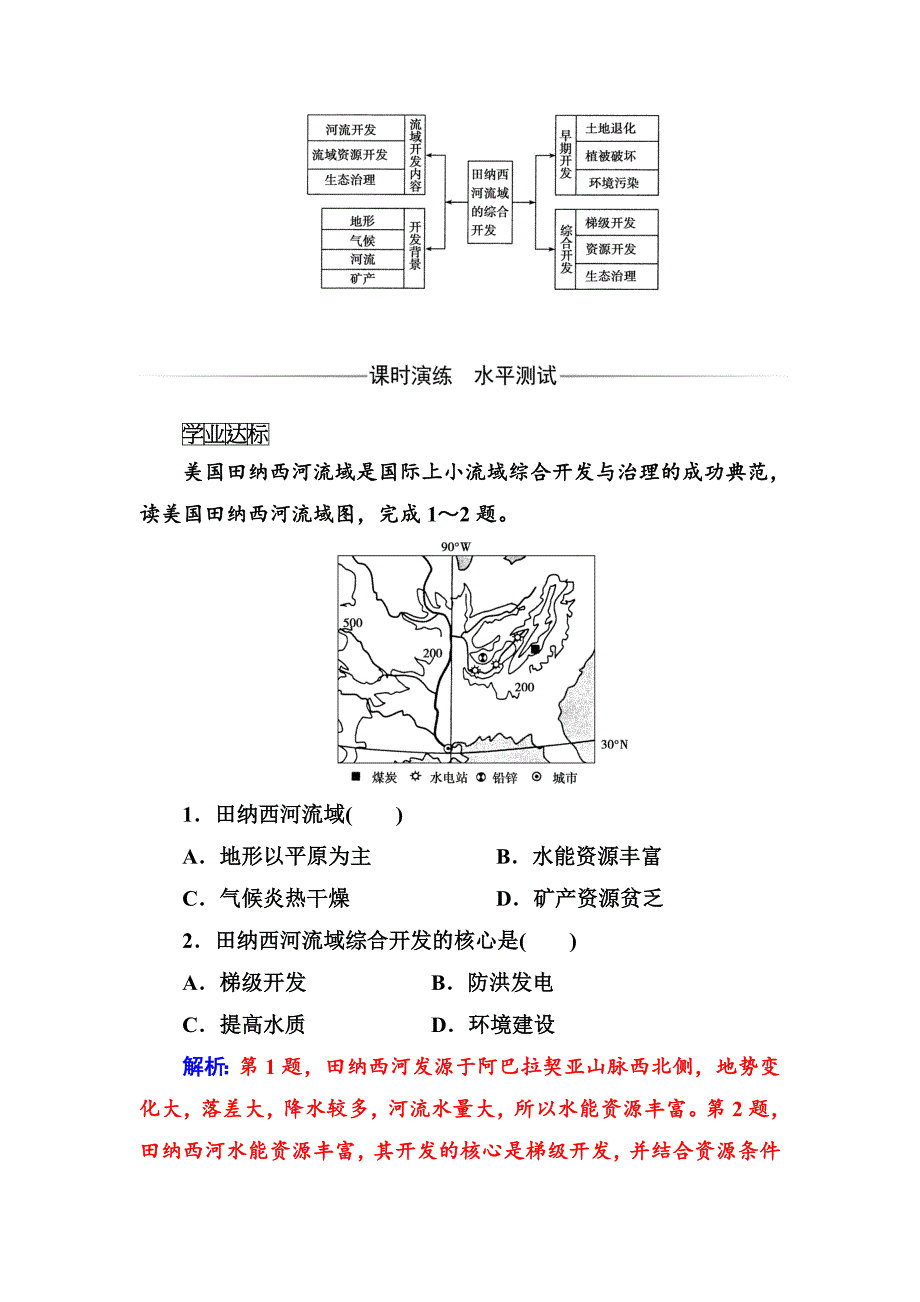 【金版学案】地理人教版必修3课堂演练：3.2 流域的综合开发——以美国田纳西河流域为例 Word版含解析_第3页