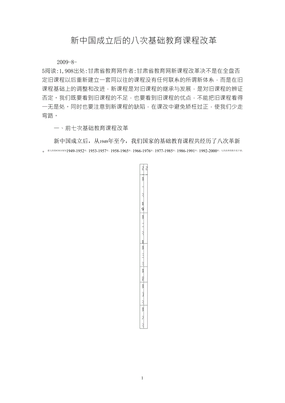 新中国成立后的八次基础教育课程改革_第1页