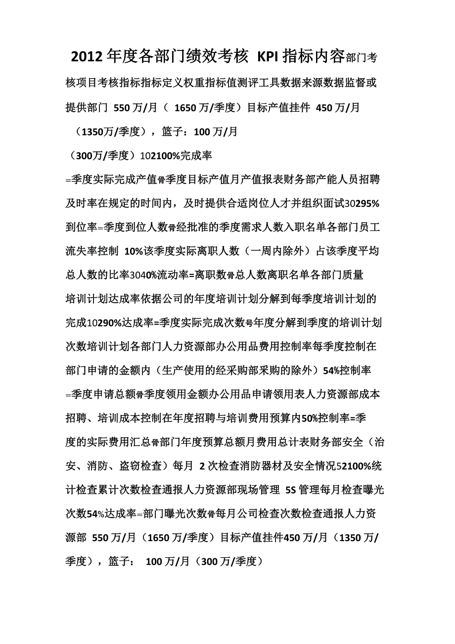 最新工业企业制造业各部门的kpi考核指标_第1页