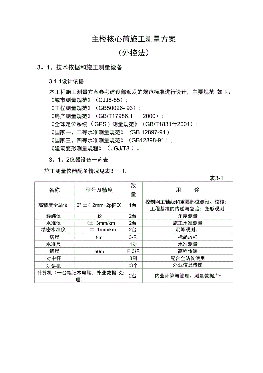 主楼核心筒施工测量方案_第1页