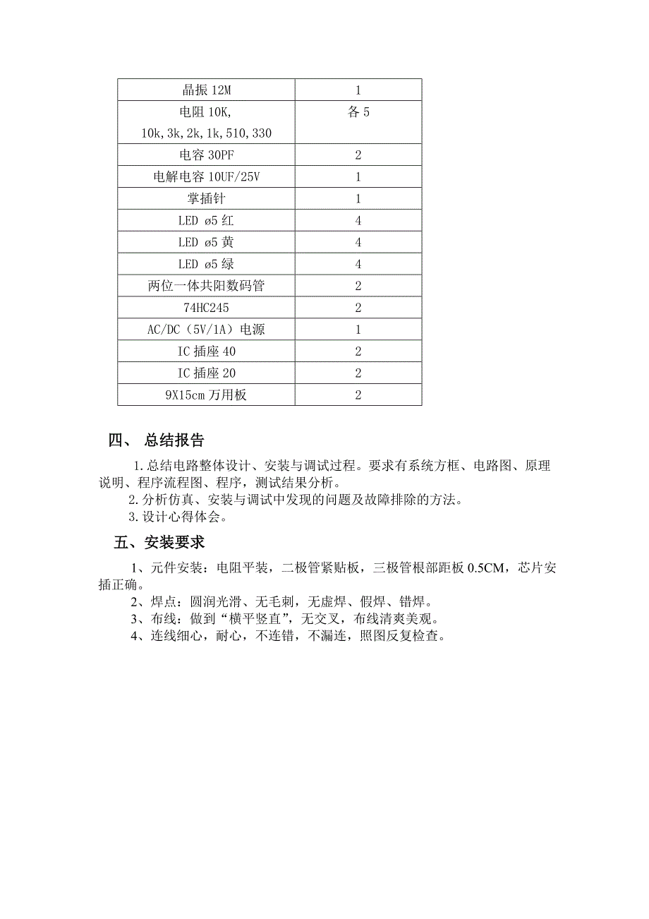 单片机电路课程设计任务书_第3页