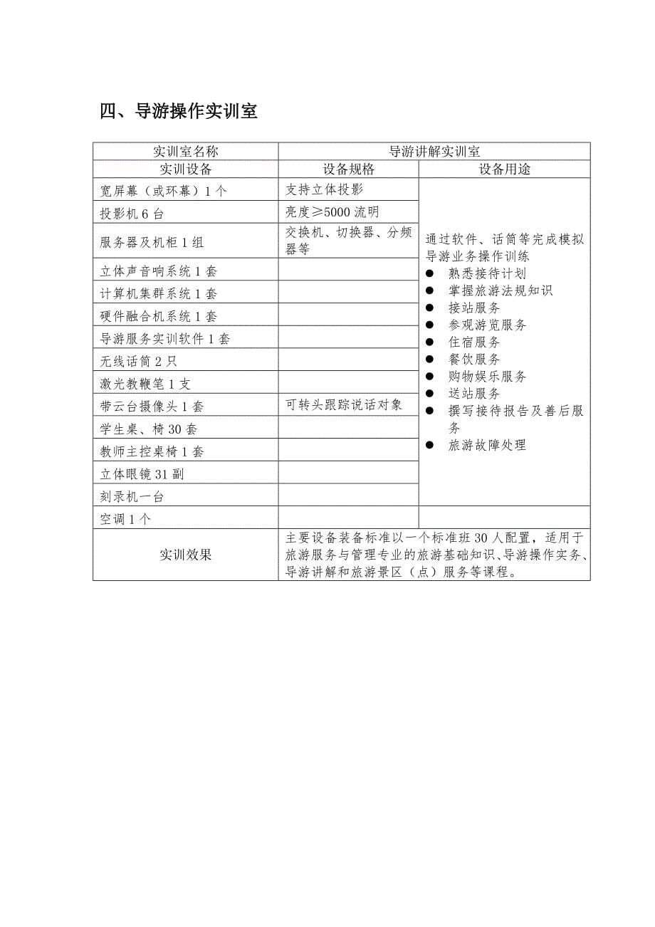 旅游专业实训基地配置标准华东（上海现代）(共11页)_第5页