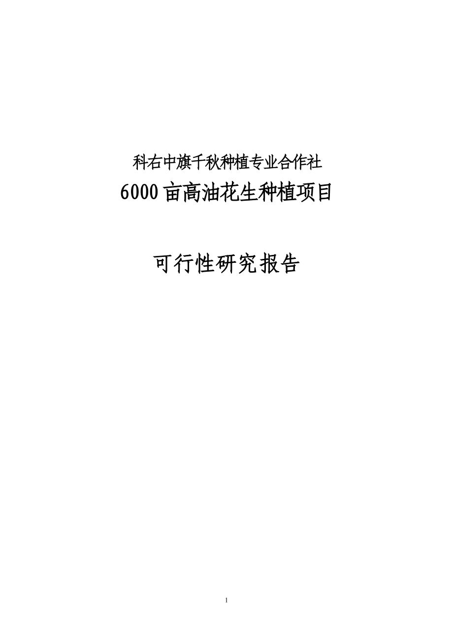 6000亩高油花生种植项目投资可行性计划书_第1页