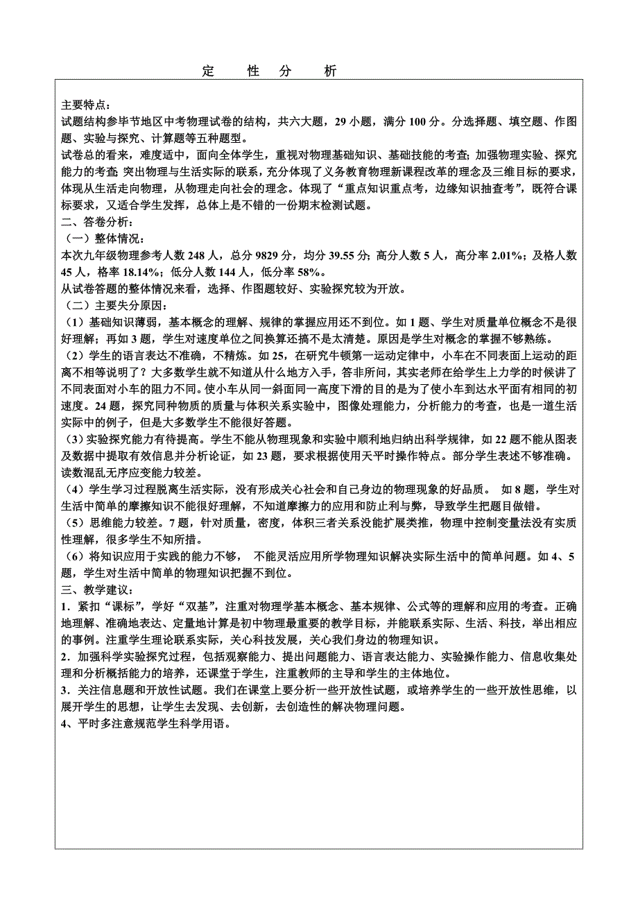 2011-12年度第一学期九年级物理学科试卷质量分析报告_第4页