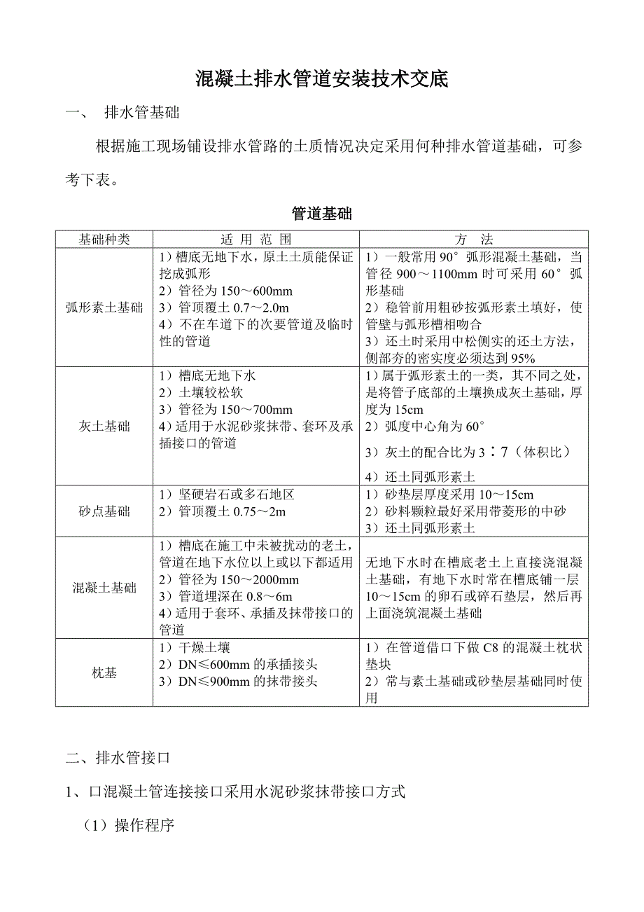 混凝土排水管道安装技术交底_第1页