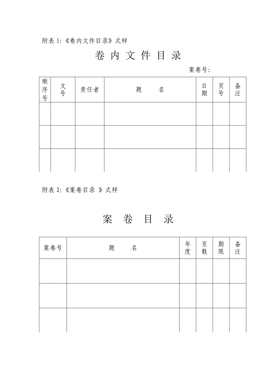 附表1卷内文件目录式样_第1页