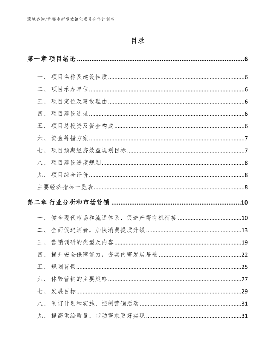 邯郸市新型城镇化项目合作计划书模板范本_第2页