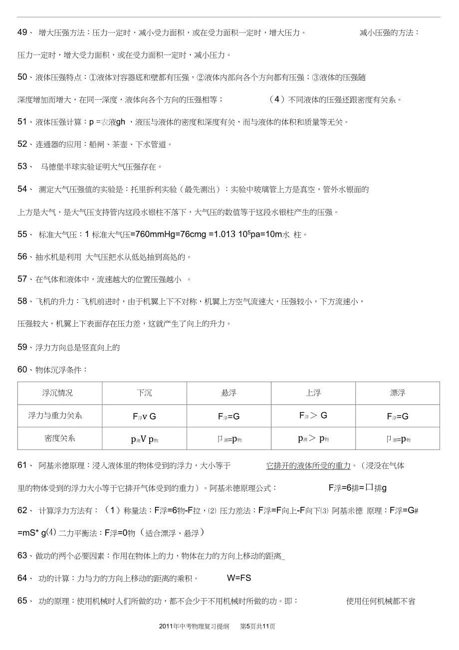 英航教育中考物理必考99条知识点复习提纲剖析_第5页