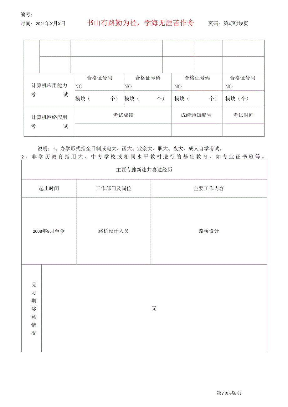 专业技术资格申报考核认定表范本_第4页