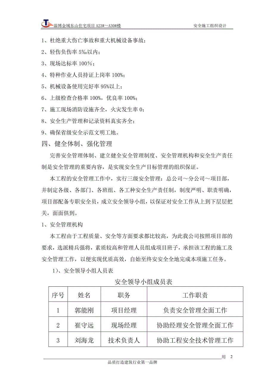 淄博金域东山住宅项目安全施工组织设计_第2页