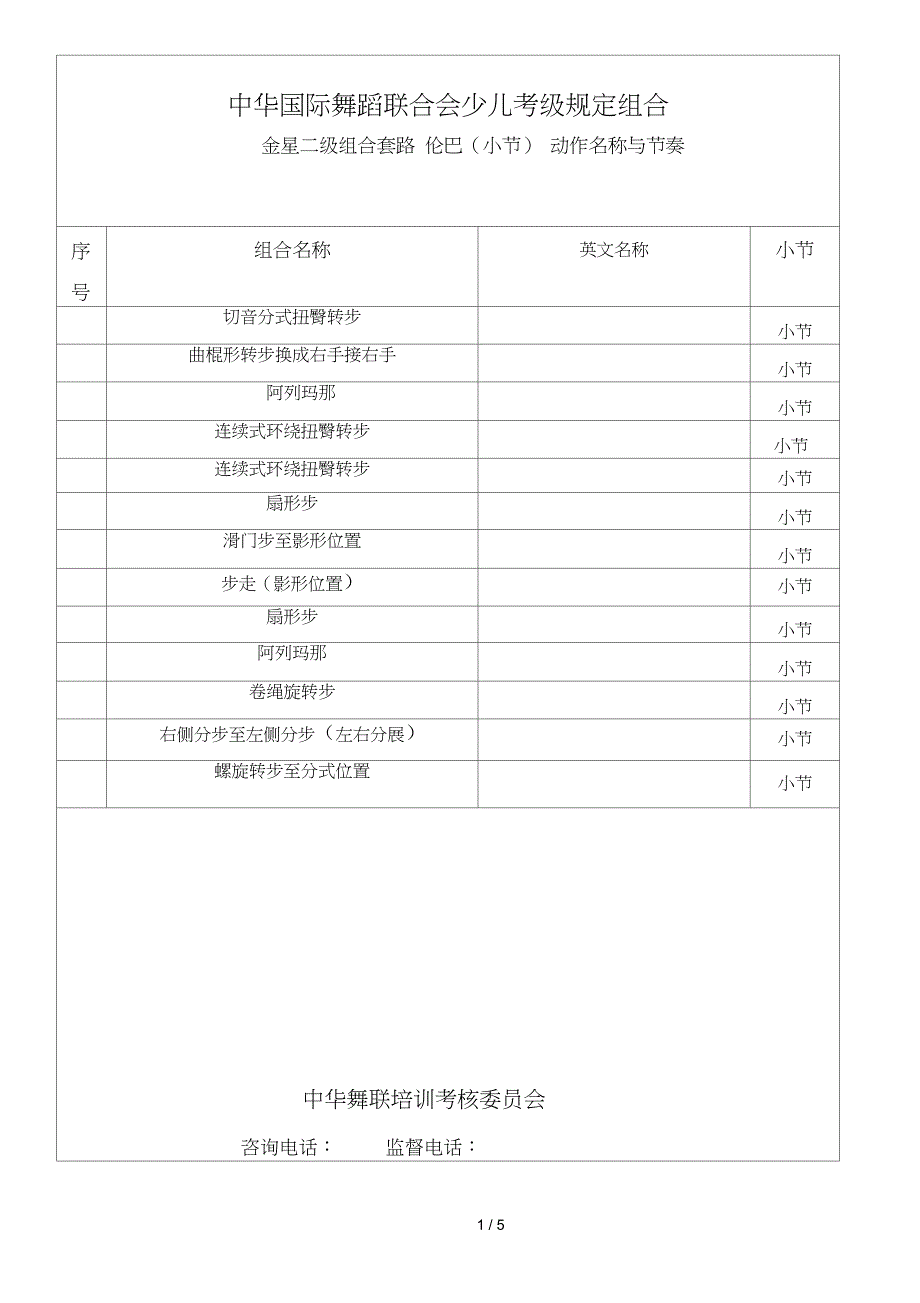 中华国际舞蹈联合会少儿考级规定组合_第1页