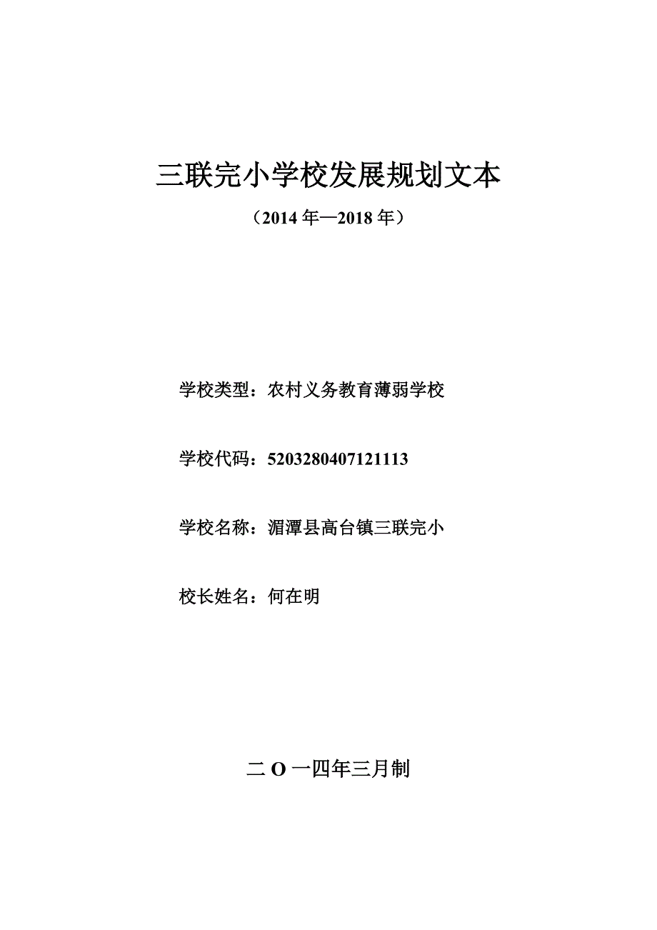 高台镇三联完小学校发展规划文本_第1页