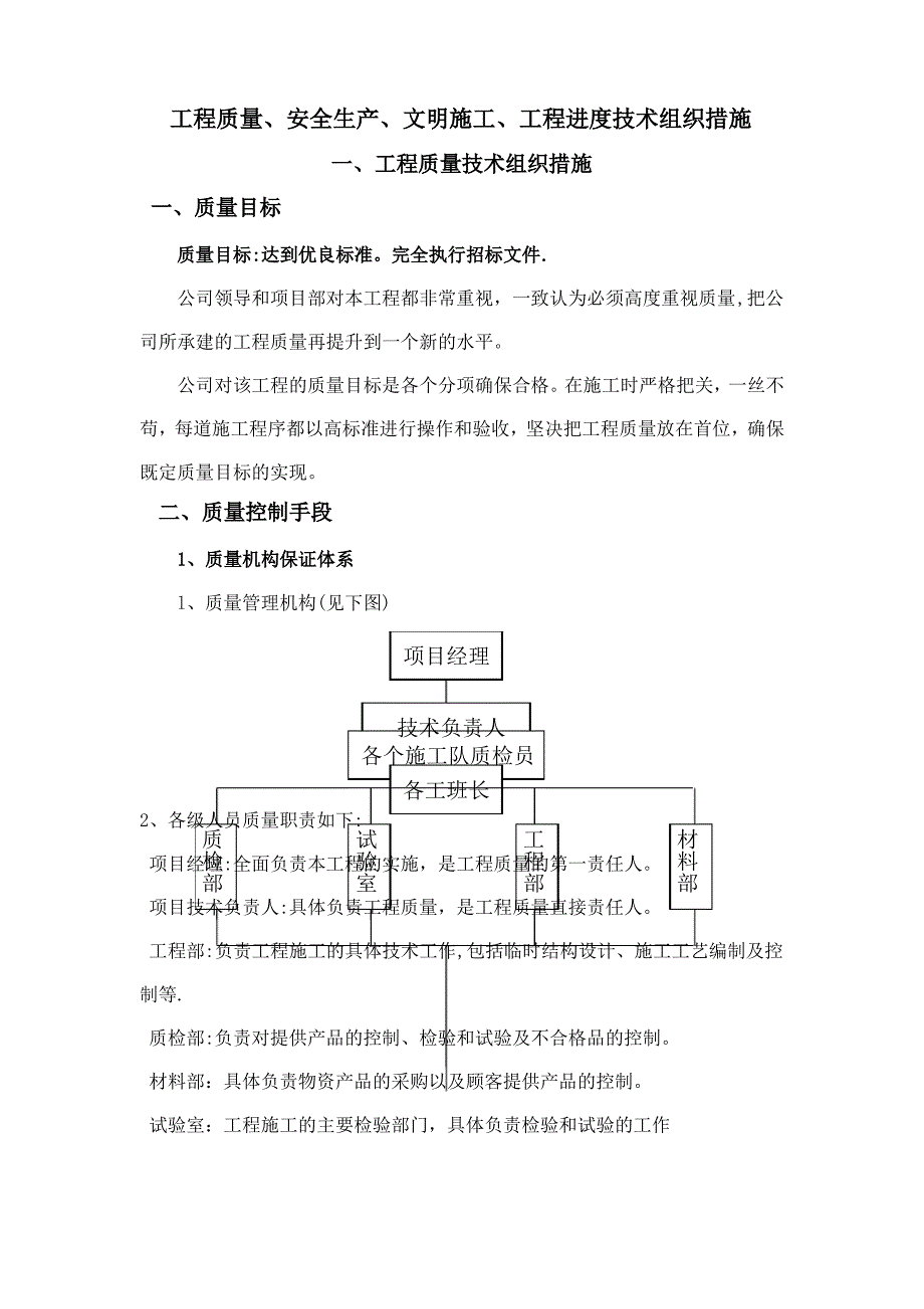 工程质量、安全生产、文明施工、工程进度技术组织措施1_第1页