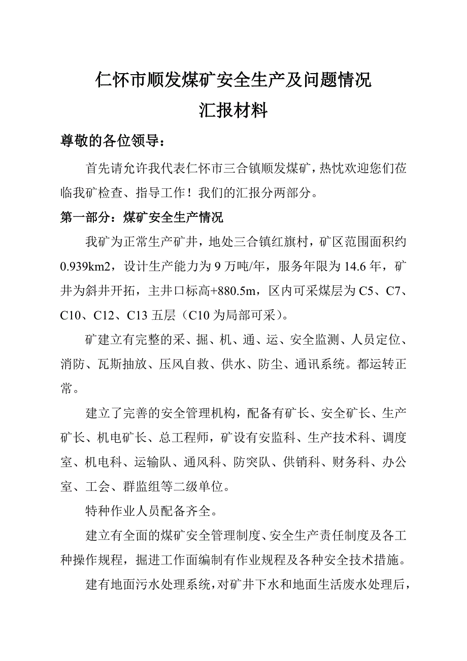 市长安全检查汇报材料_第1页