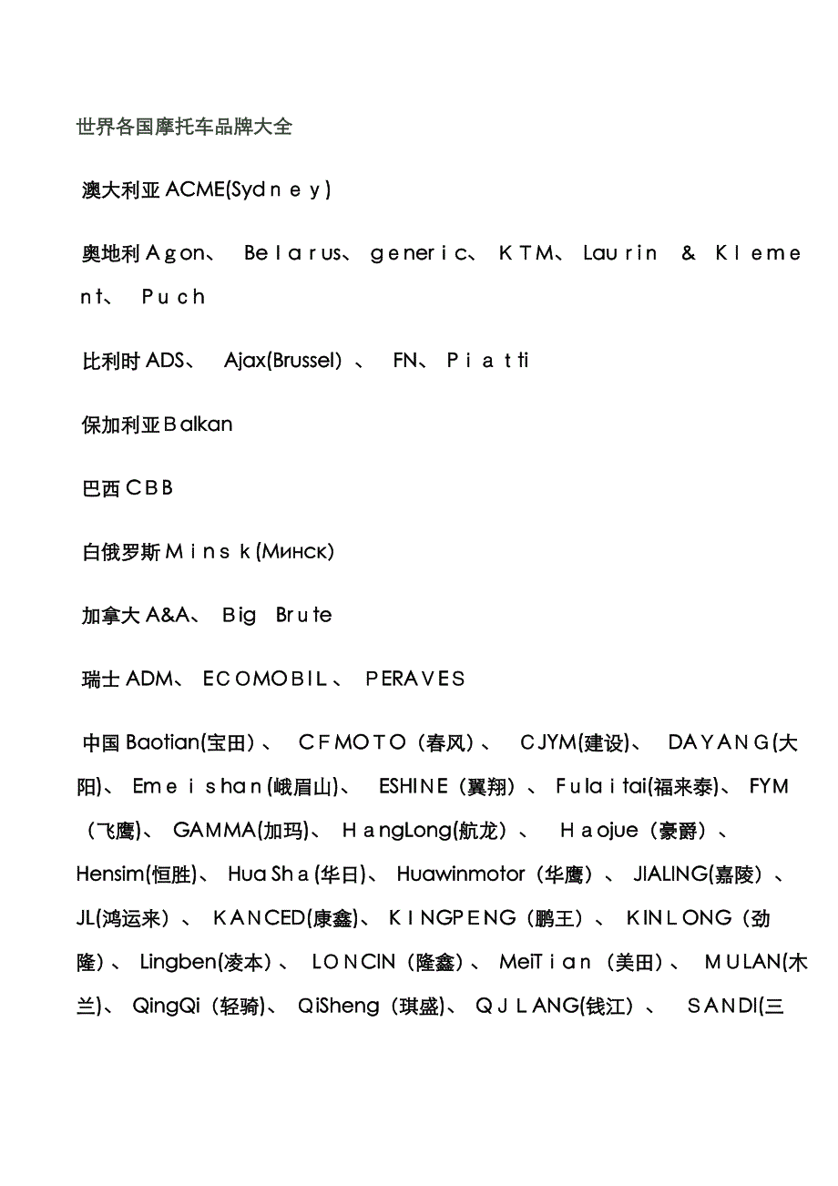 世界各国摩托车品牌大全_第1页