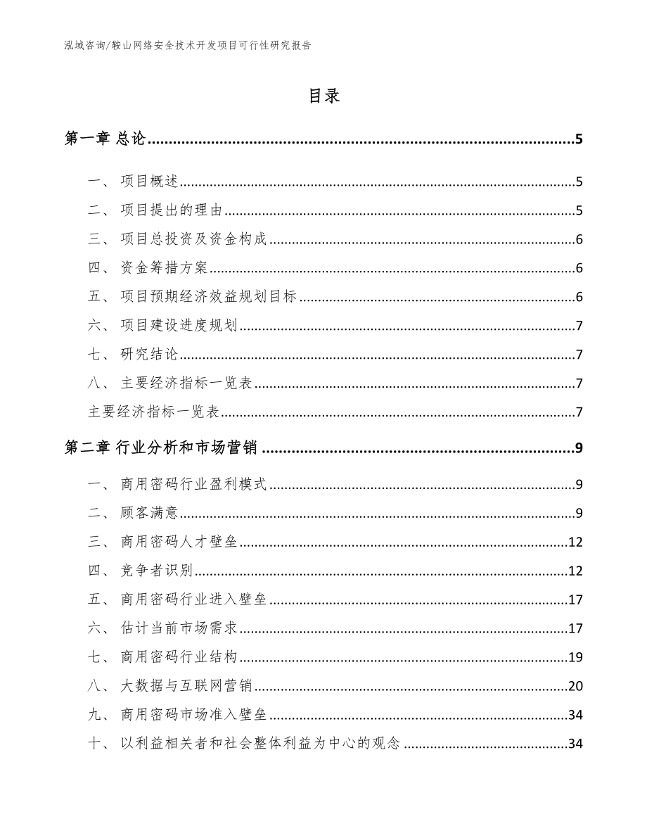 鞍山网络安全技术开发项目可行性研究报告_范文模板_第1页