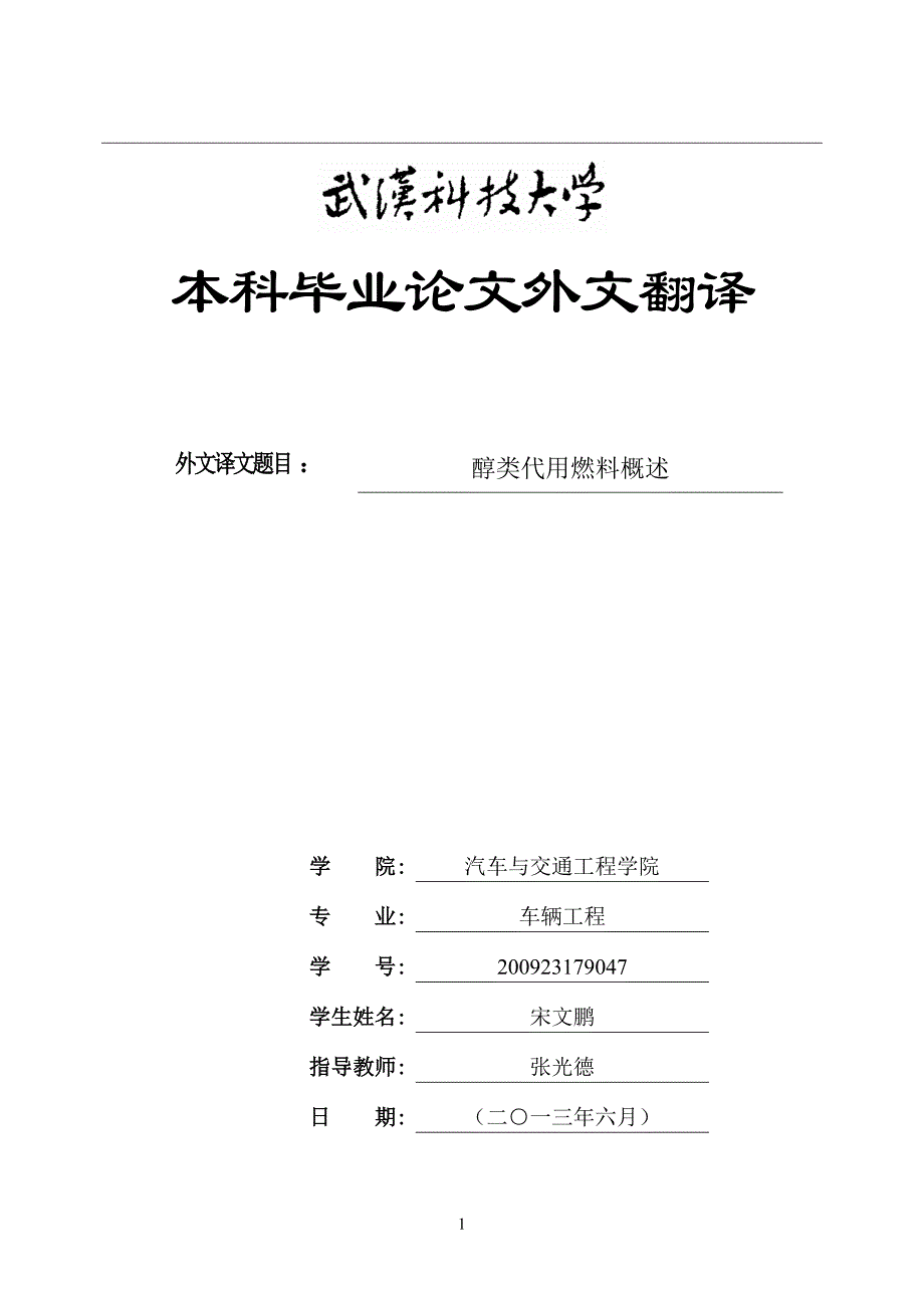 醇类代用燃料概述_第1页