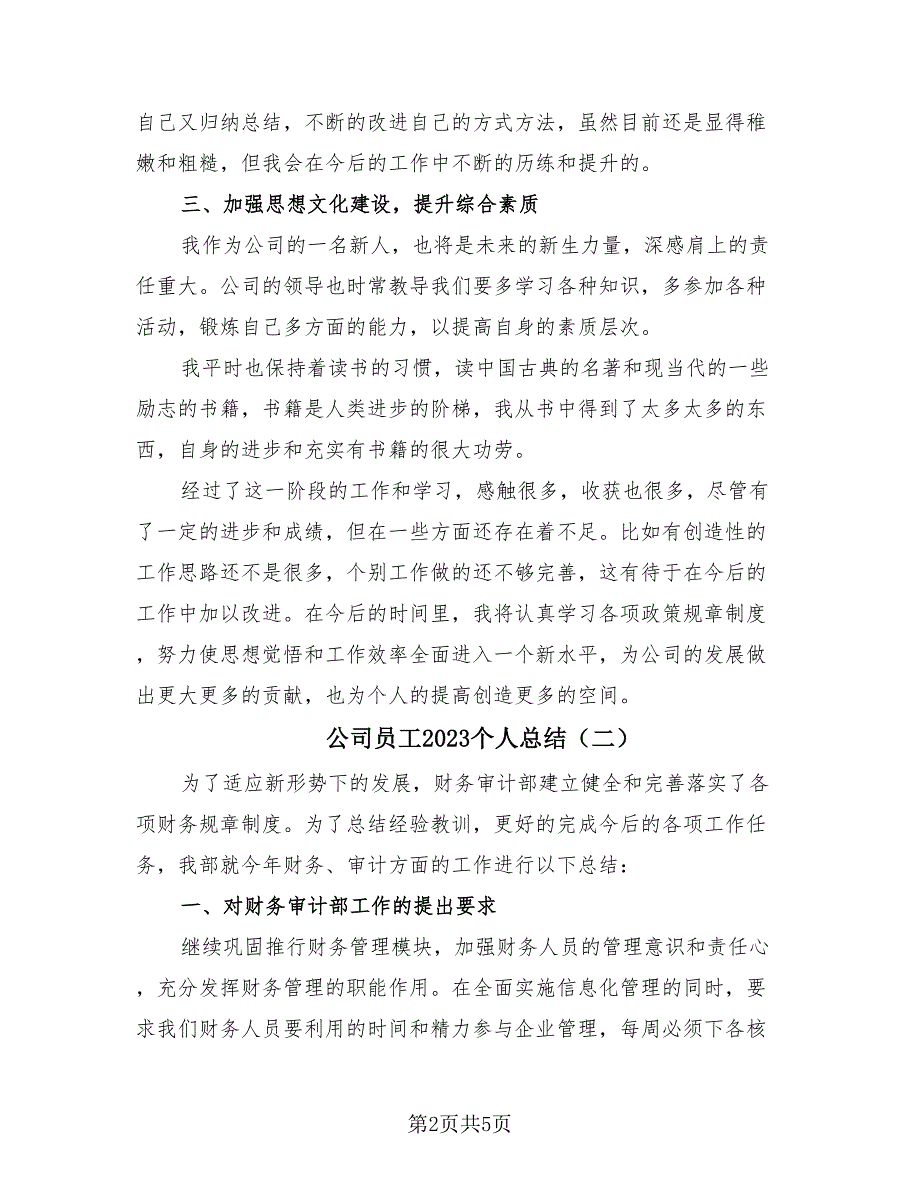 公司员工2023个人总结（3篇）.doc_第2页