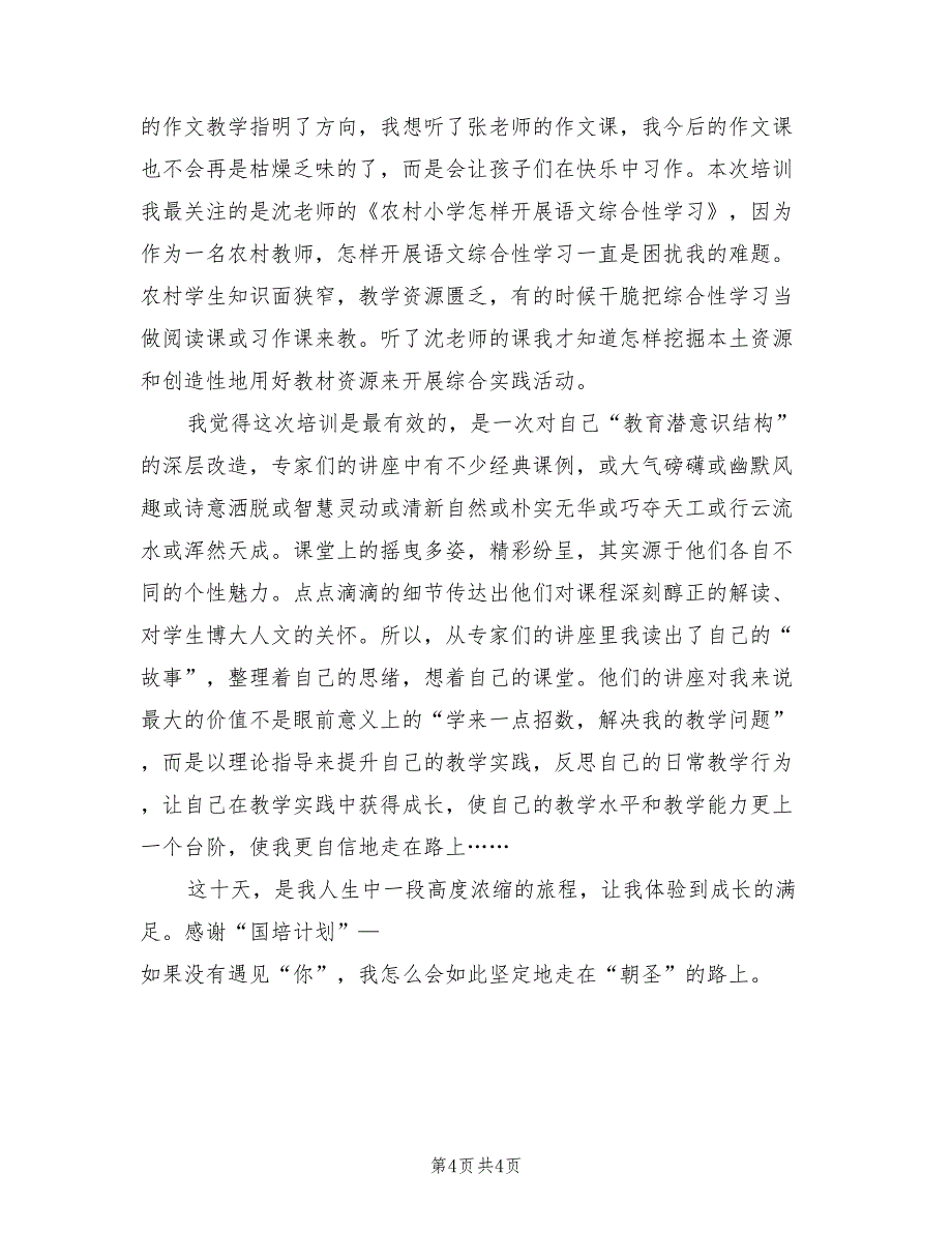 2022年参加“国培计划”培训专业发展规划_第4页