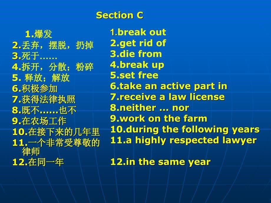 仁爱版英语九年级下册Unit 5 Topic 3 词组及本单元复习话题词组_第5页