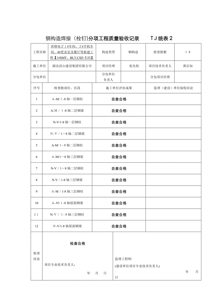 钢结构焊接分项质量验收表统表 -_第4页