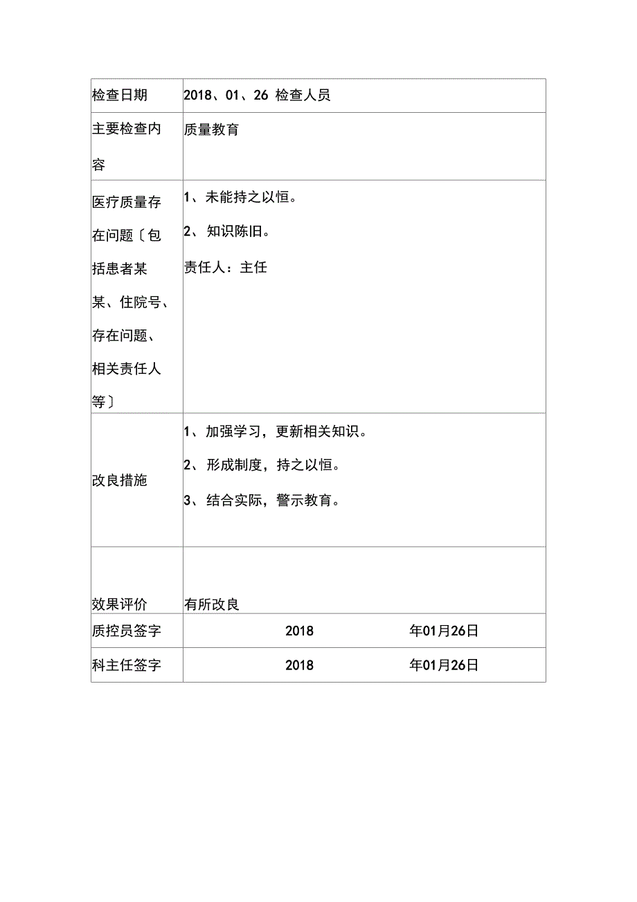 科室日常医疗高质量和持续改进记录簿文本_第4页