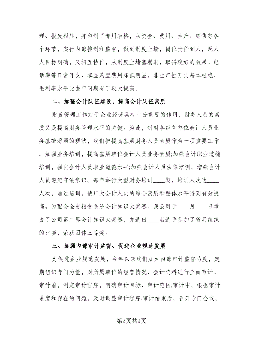 2023年企业财务人员年终工作总结标准模板（3篇）.doc_第2页