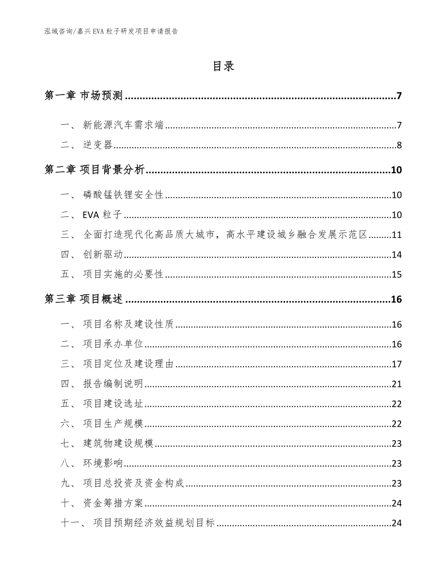 嘉兴EVA粒子研发项目申请报告_范文_第1页