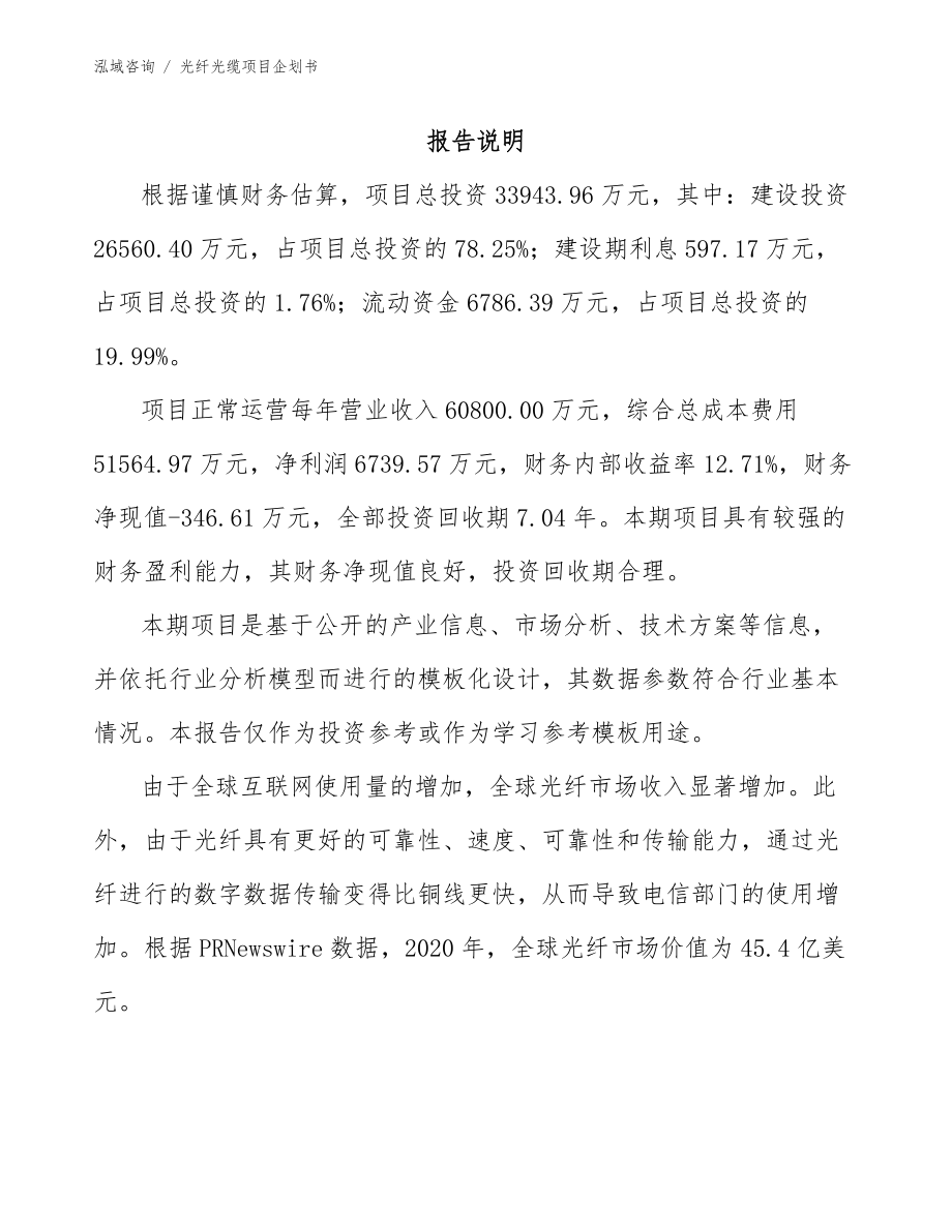 光纤光缆项目企划书模板参考_第2页