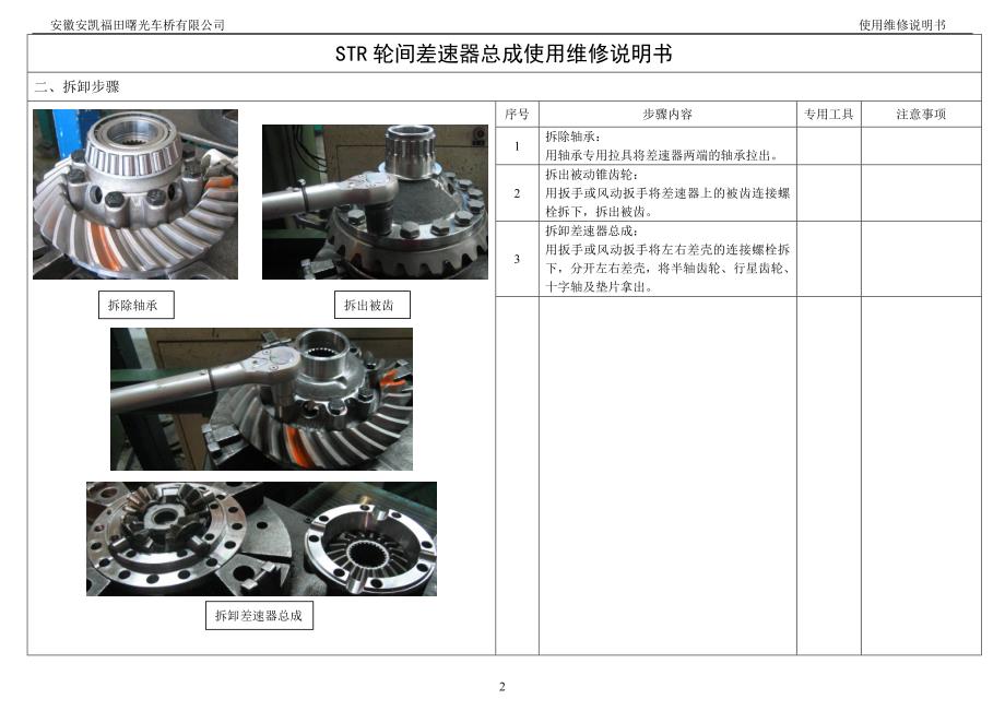 斯太尔差速器总成维修手册（斯太尔服务站内部培训资料）_第2页