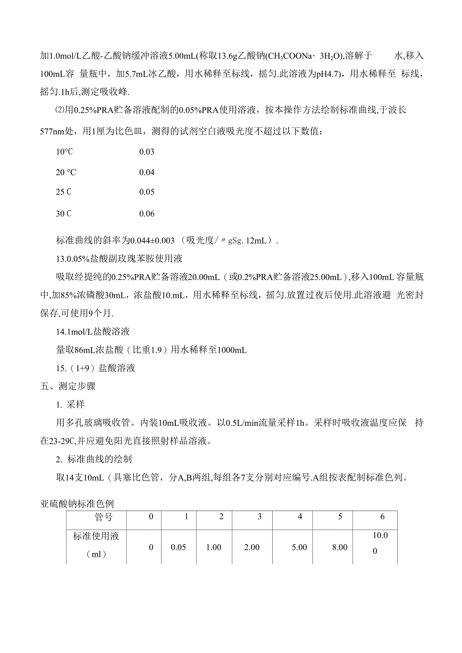 实验一大气中二氧化硫的测定盐酸副玫瑰苯胺分光光度法_第4页