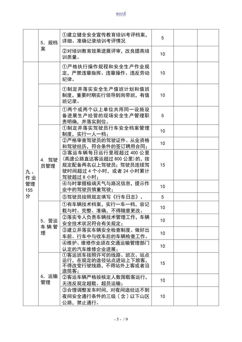 道路旅客运输企业安全系统生产达标考评指标_第5页