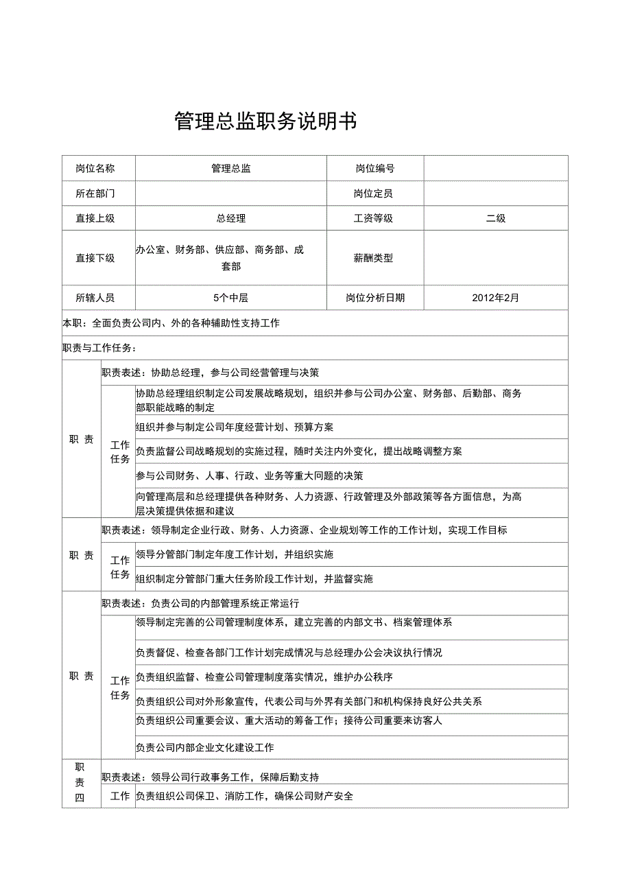 管理参考资料总监职务说明书_第1页