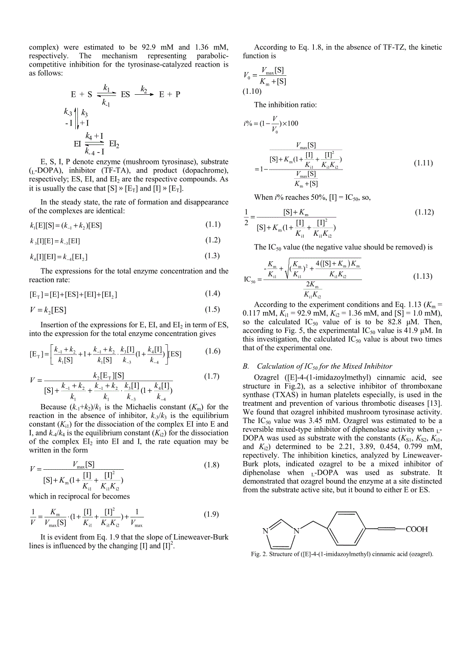 外文翻译-- Relationships between Inhibition Constants, Types of_第2页