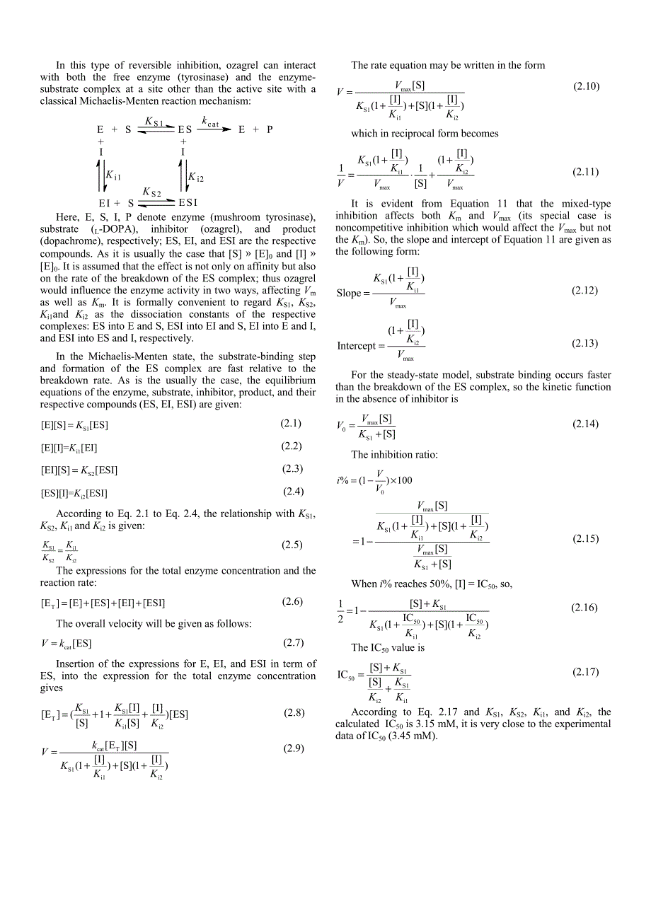 外文翻译-- Relationships between Inhibition Constants, Types of_第3页