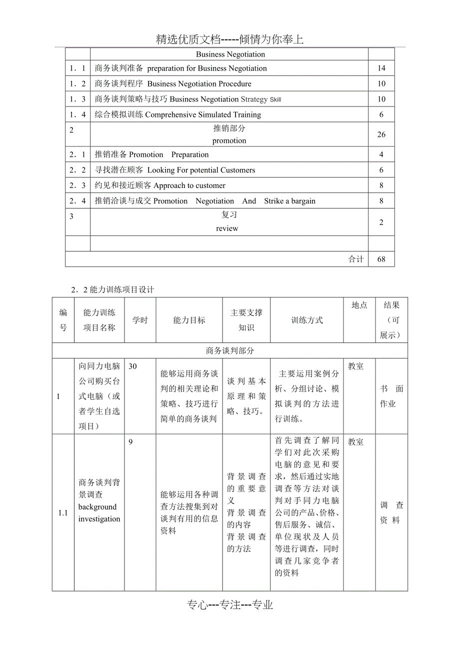 商务谈判与推销技巧课程整体设计_第3页