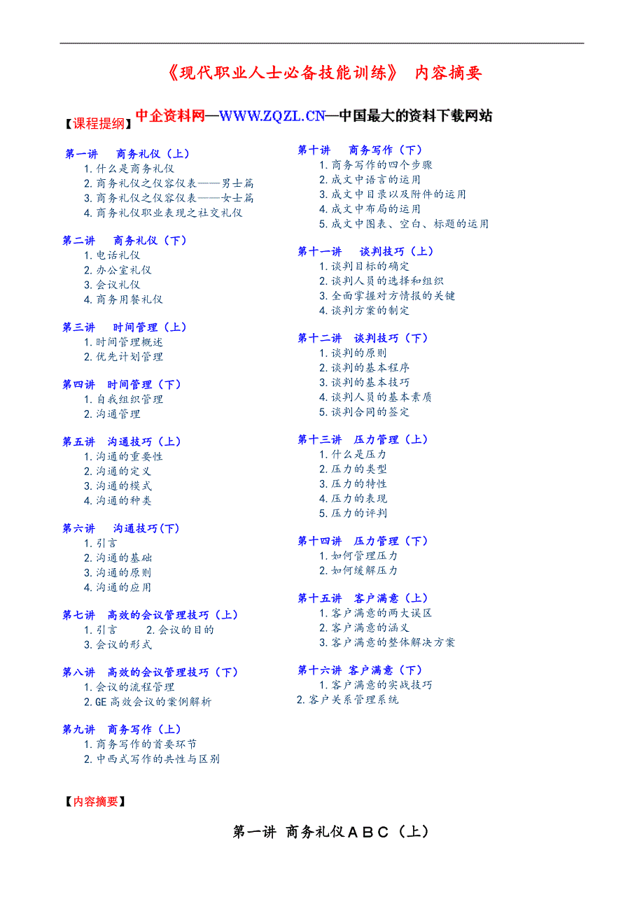 现代职业人士必备技能训练 DOC 9页_第1页