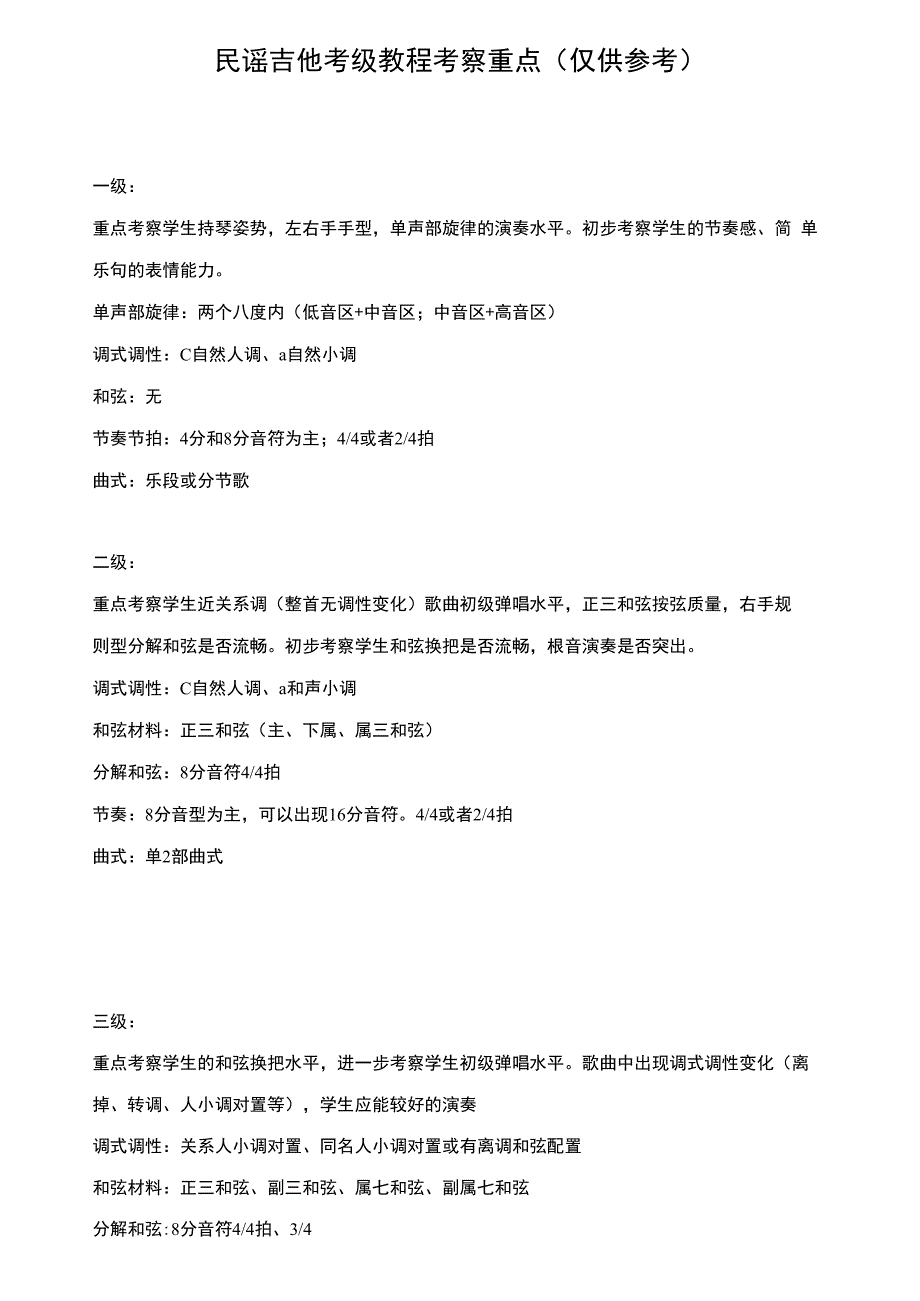中歌院民谣吉他考级教程定级原则(官方参考)_第1页