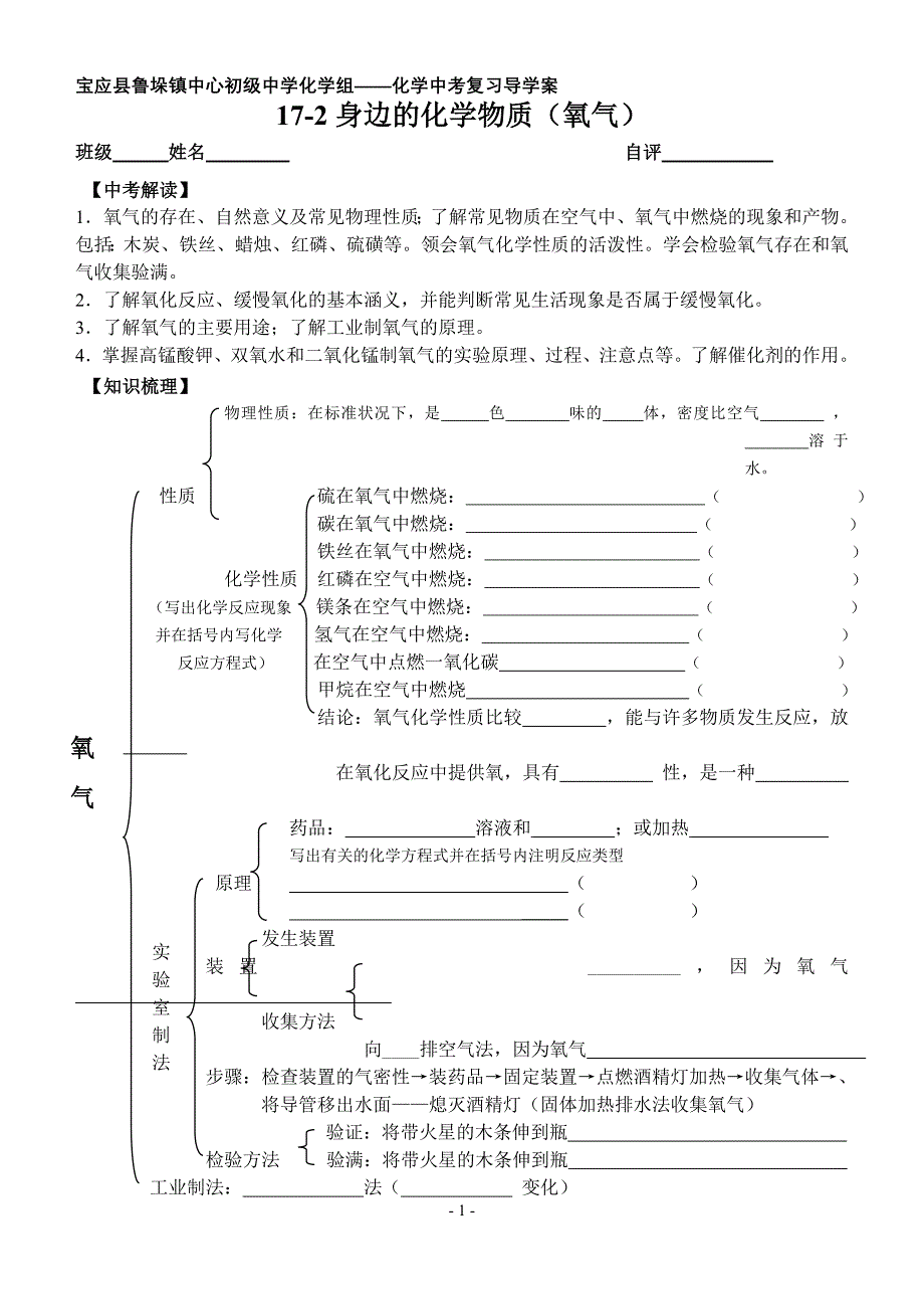 中考第一轮复习学案17-2身边的化学物质(氧气）_第1页