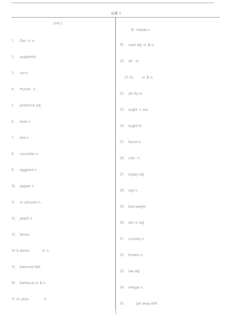 人教版高中英语必修三单词表(英汉分开)_第3页