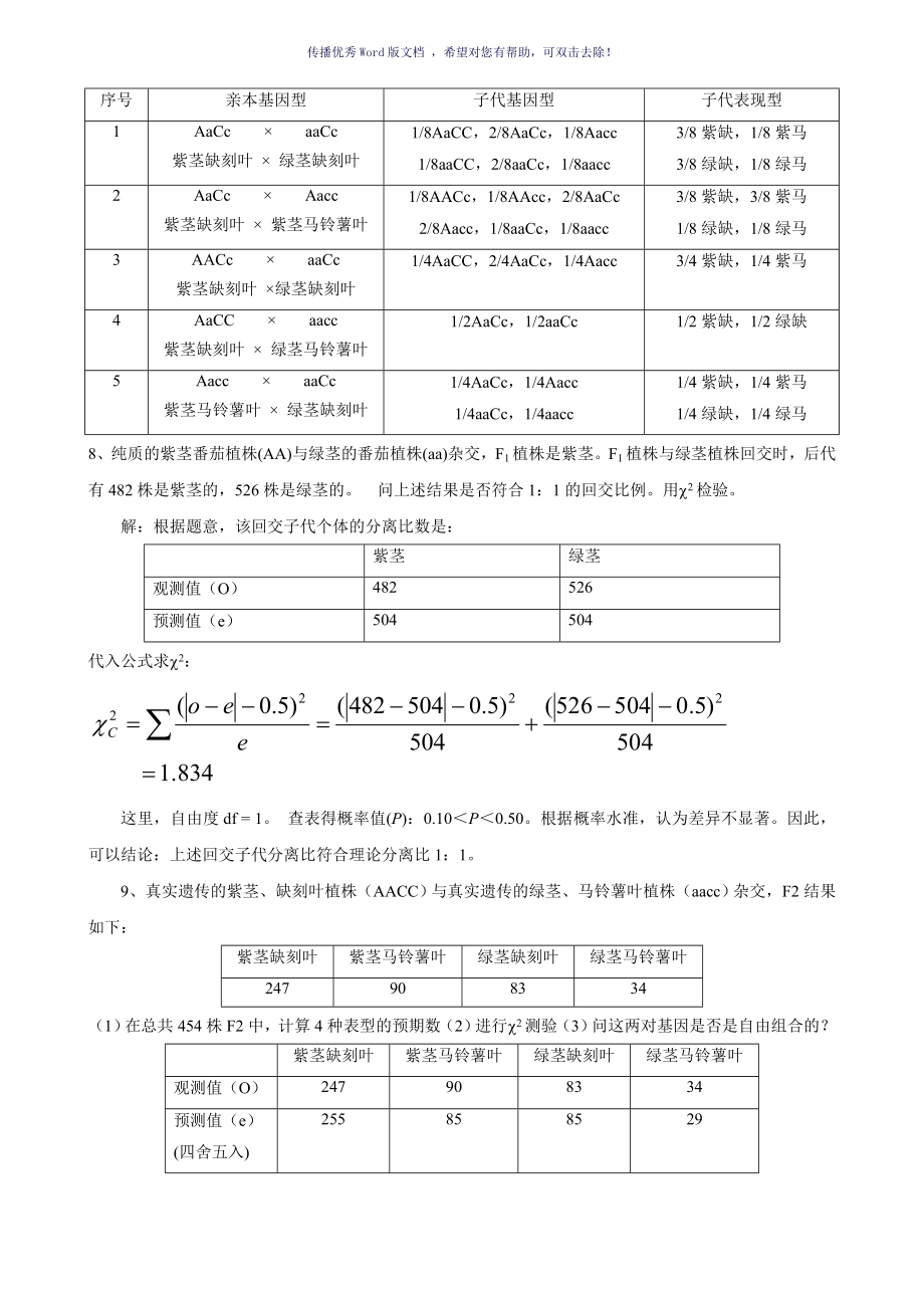 遗传学课后习题及答案刘祖洞Word版_第4页