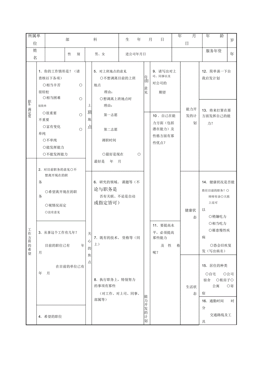 员工自我报告书_第1页