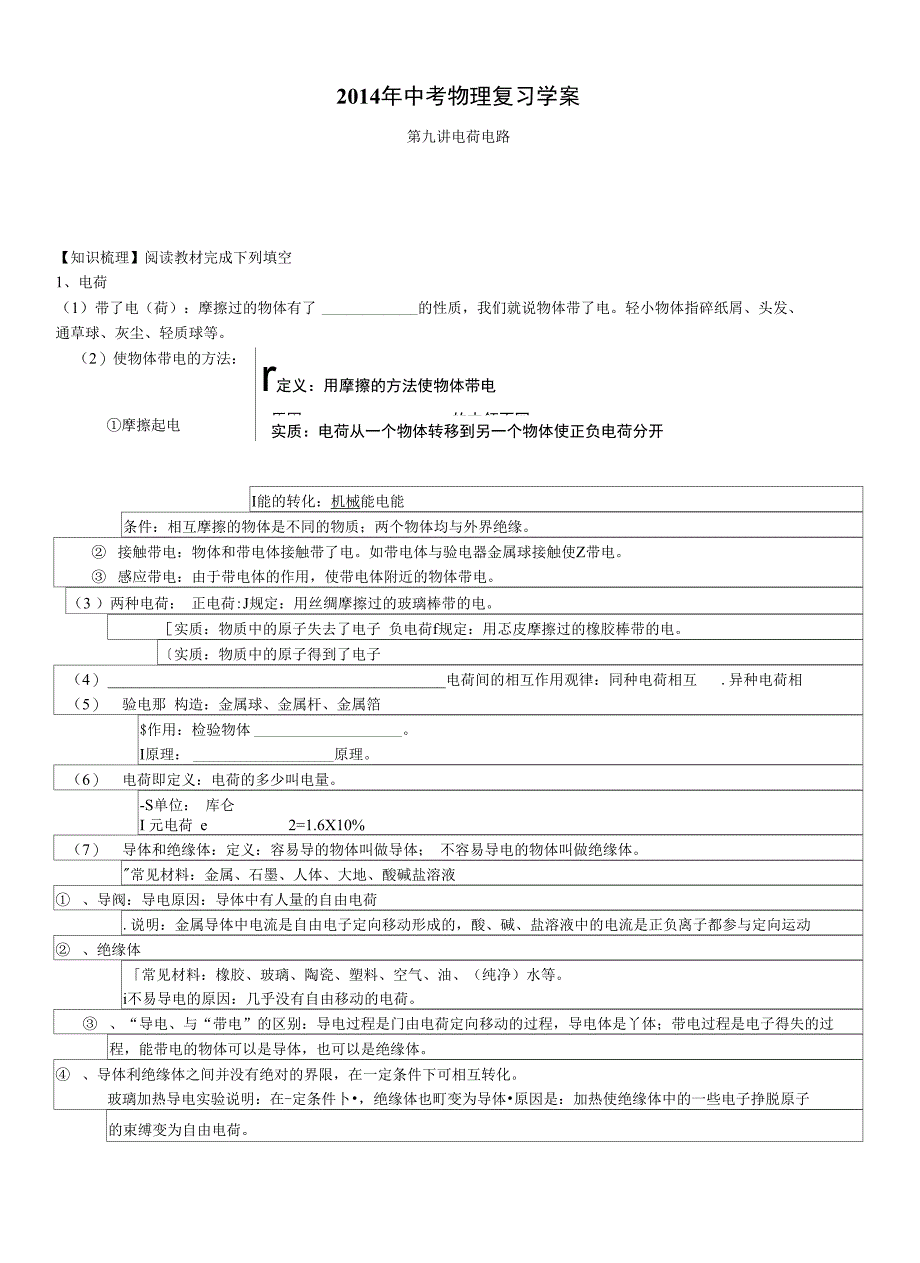 2014年中考物理复习学案.第九讲doc解析_第1页