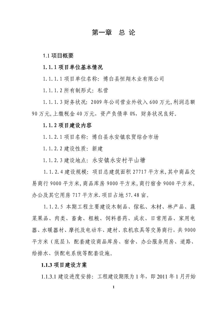 博白县永安镇农贸综合市场可行性研究报告_第5页