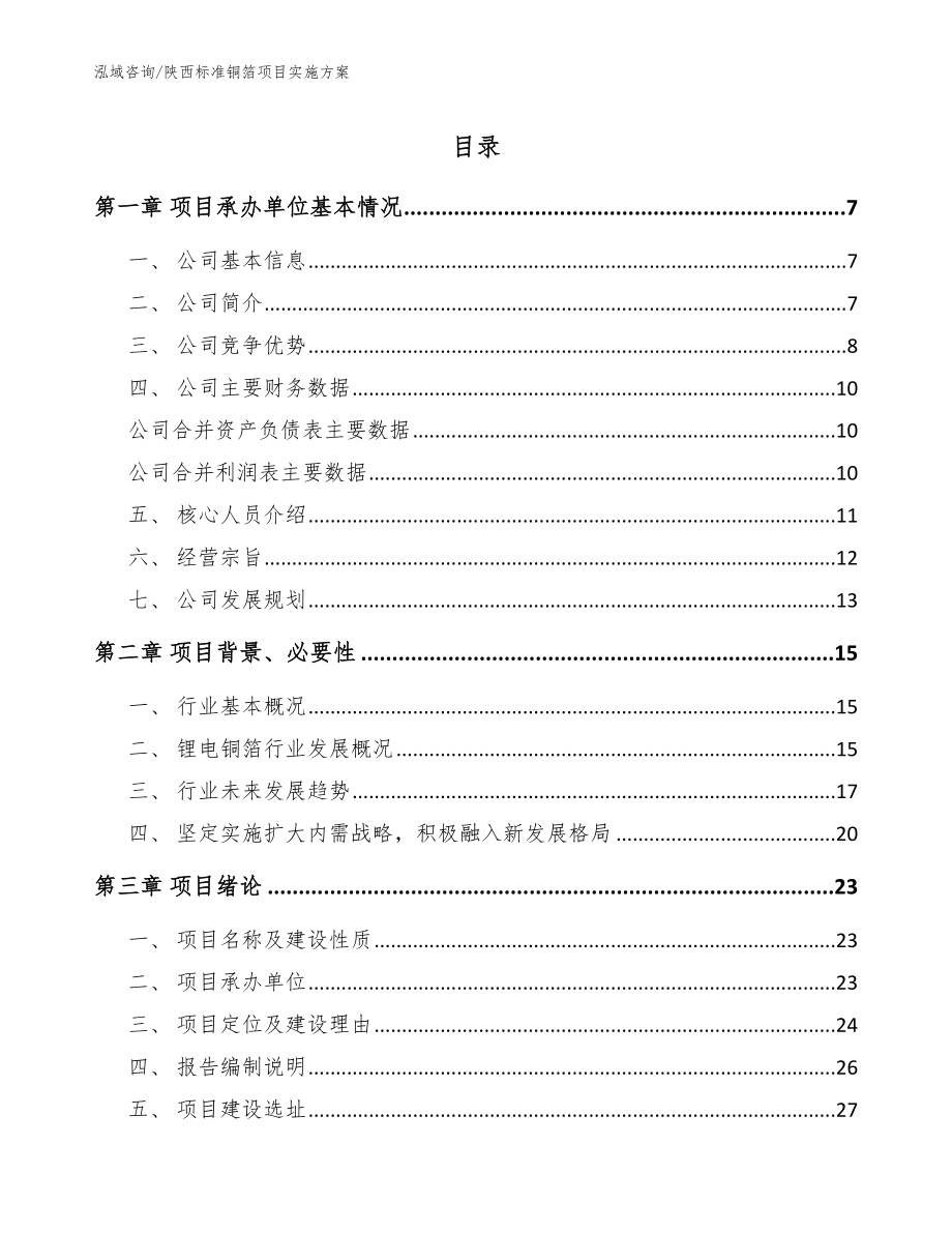 陕西标准铜箔项目实施方案模板参考_第1页