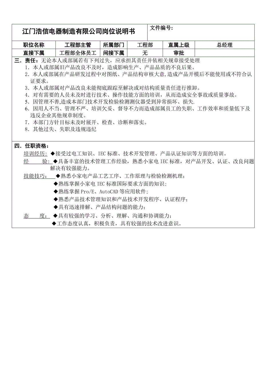 工程部主管岗位职责_第2页