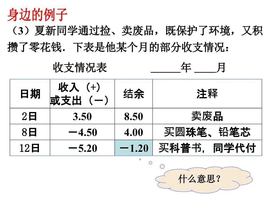 人教版七年级数学第一章1.1正数和负数第1课时教学ppt课件_第5页