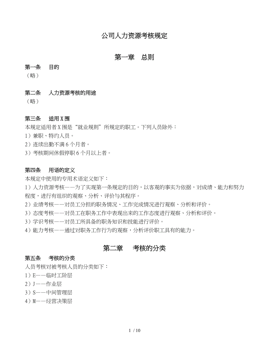 公司人力资源人员考核规定_第1页