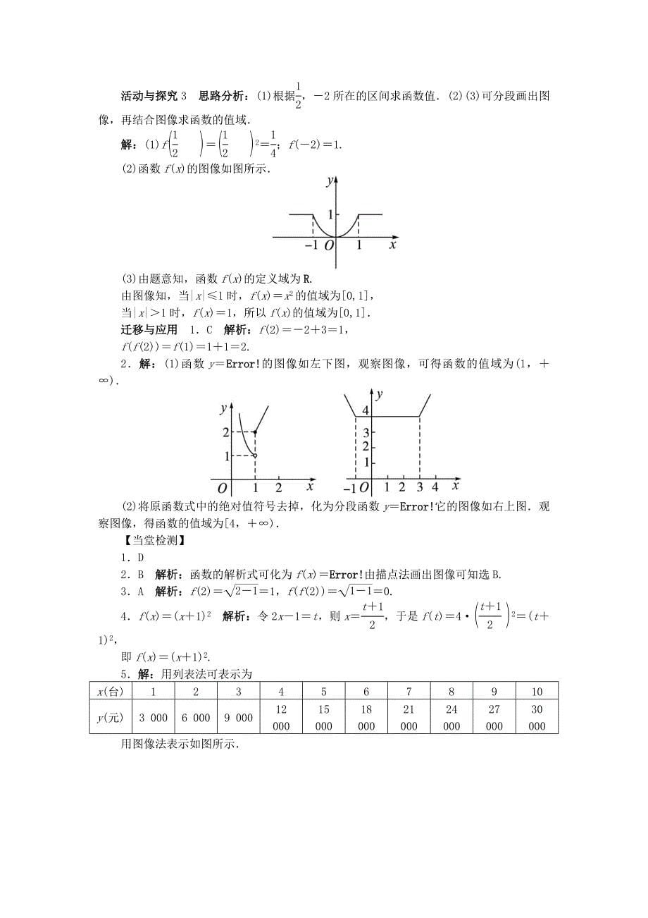 【北师大版】必修一数学：2.2.2函数的表示法问题导学案含答案_第5页