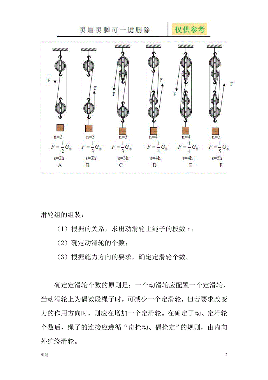 初中物理简单机械知识点：滑轮组[学练结合]_第2页